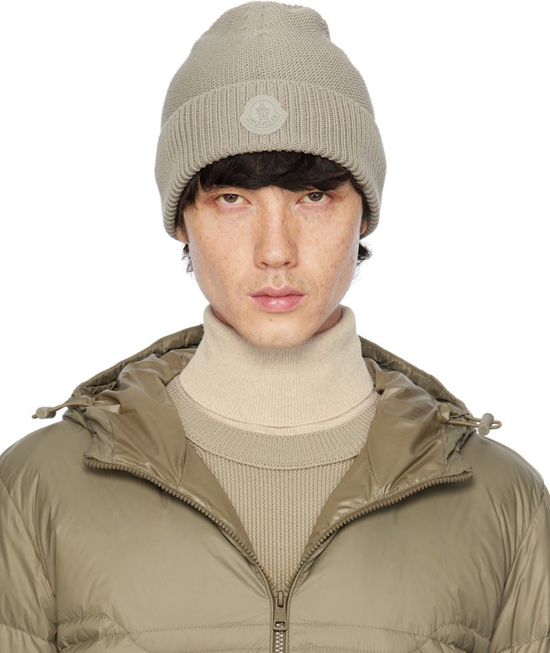 Beige Logo Patch Beanie 251111M138007