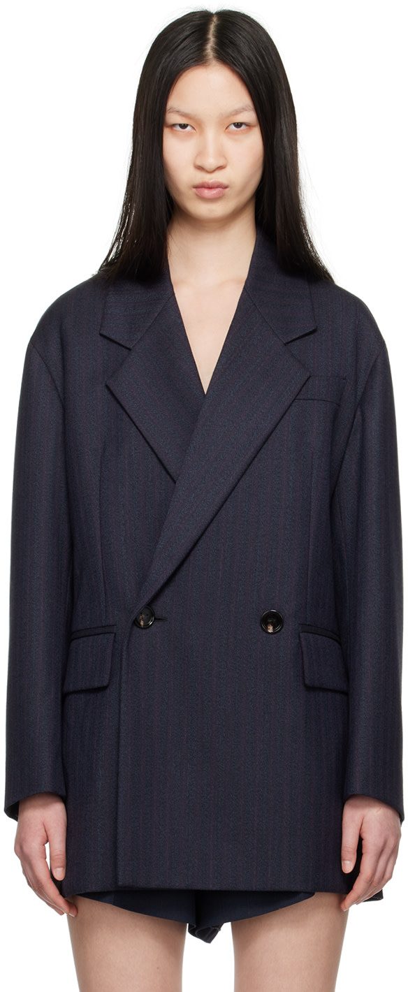 Navy Wool Blazer 242798F057001