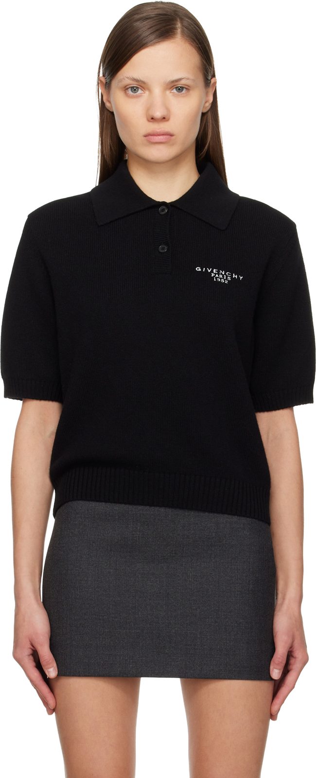 Black Wool & Cashmere Polo 252278F108002