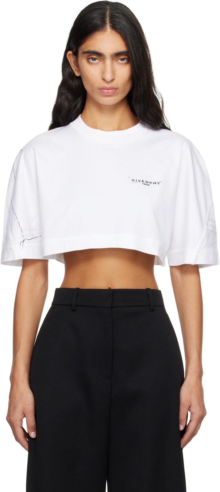 White Cropped Cocoon T-shirt 252278F110002