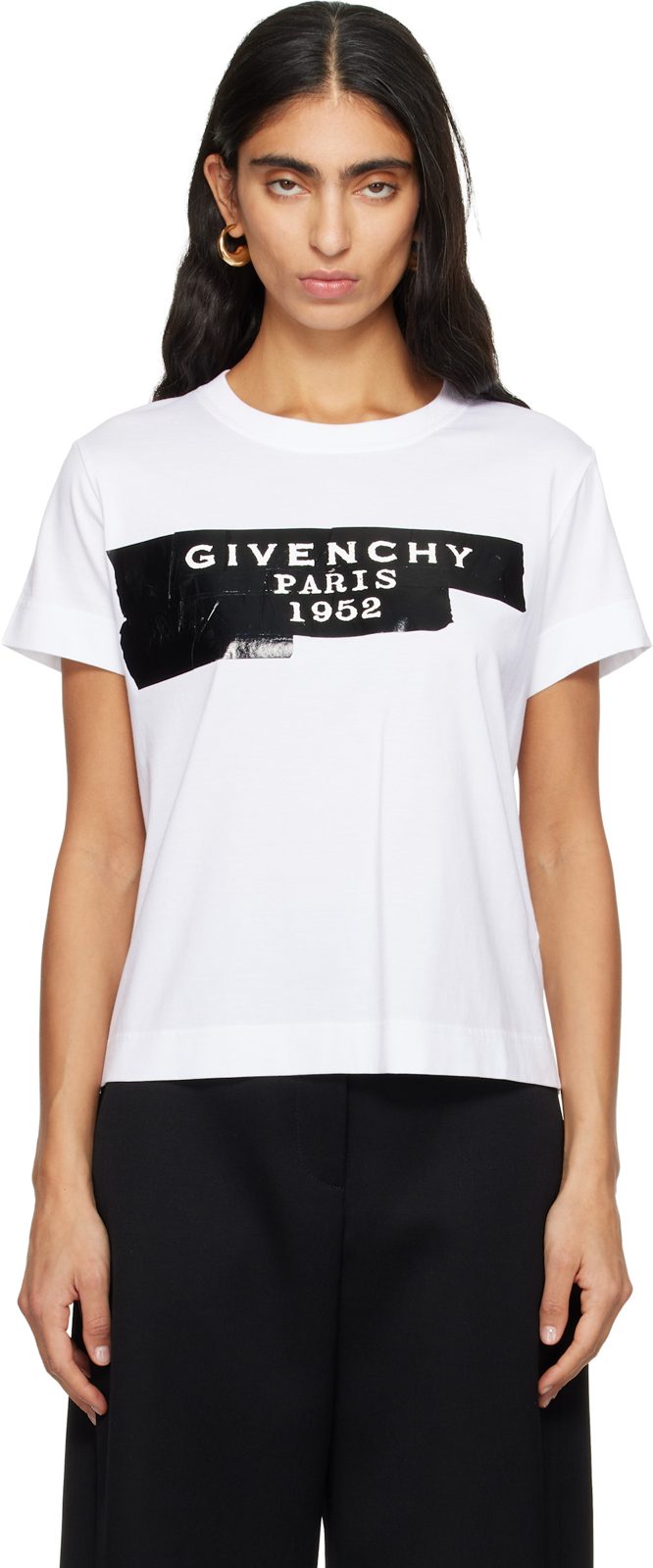 White [지방시] Tape Print T-shirt 252278F110005