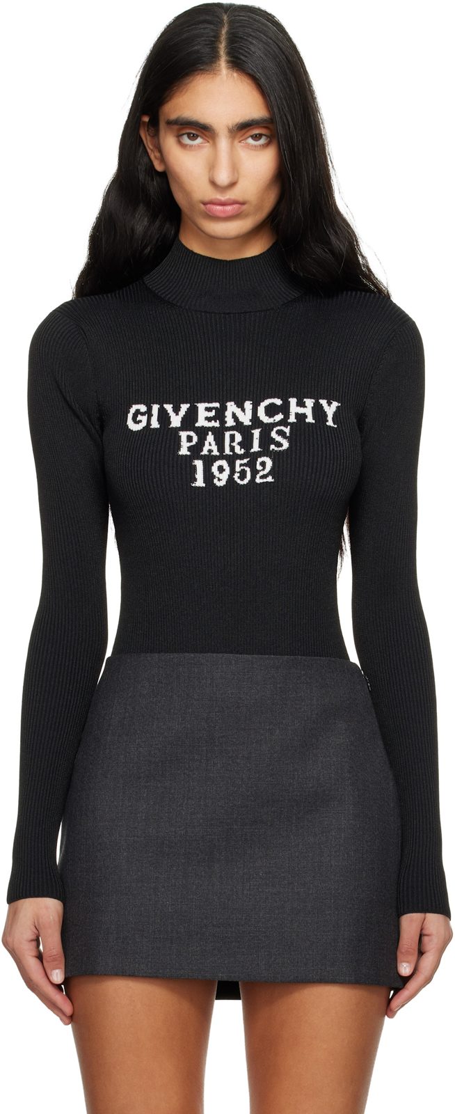 Black Fine Rib [지방시] Signature Bodysuit 252278F358000