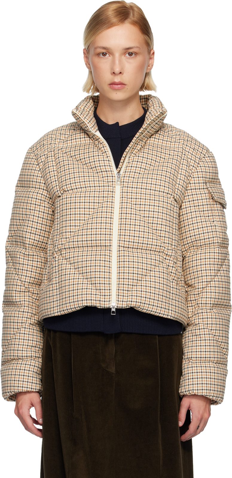 오프화이트 Keros Diamond-Quilted Wool Blend Short Down Jacket 252111F063029