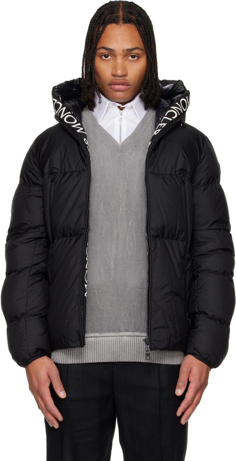 Black Montcla Hooded Short Down Jacket 252111M178015