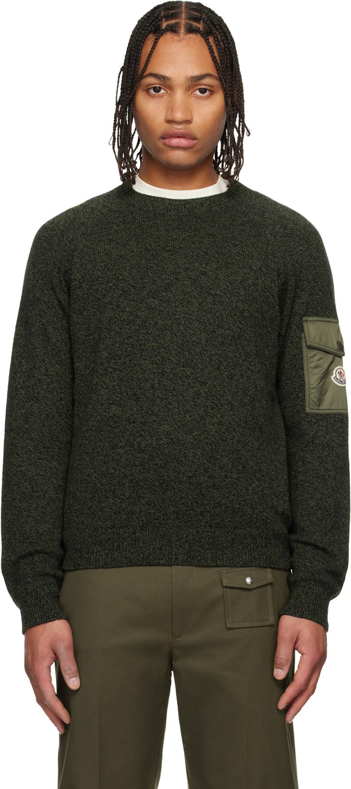 Khaki Mouline Wool & Cashmere Sweater 252111M201016