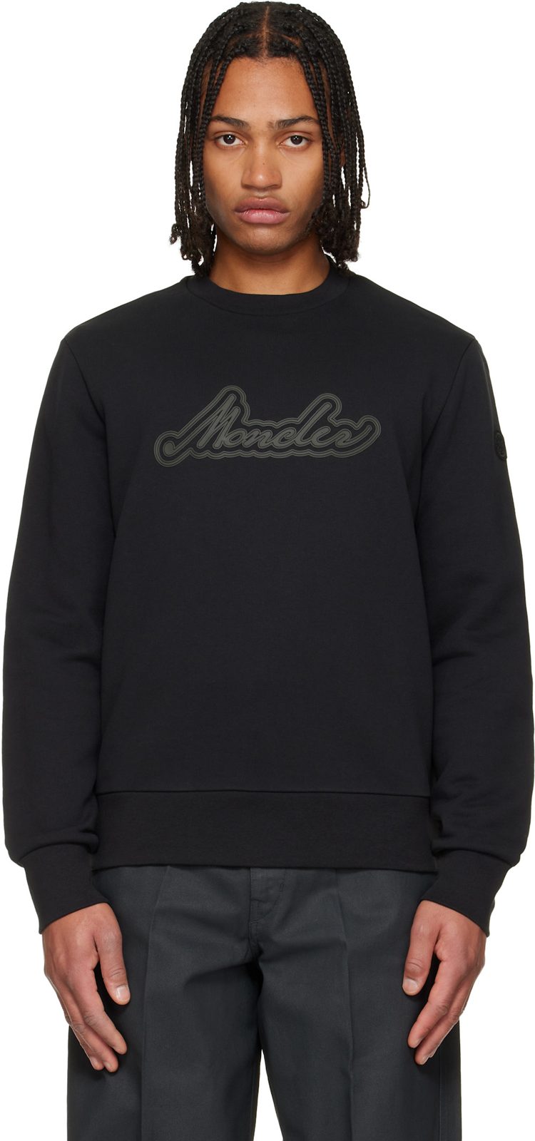 Black Cursive Logo Cotton Sweatshirt 252111M204036