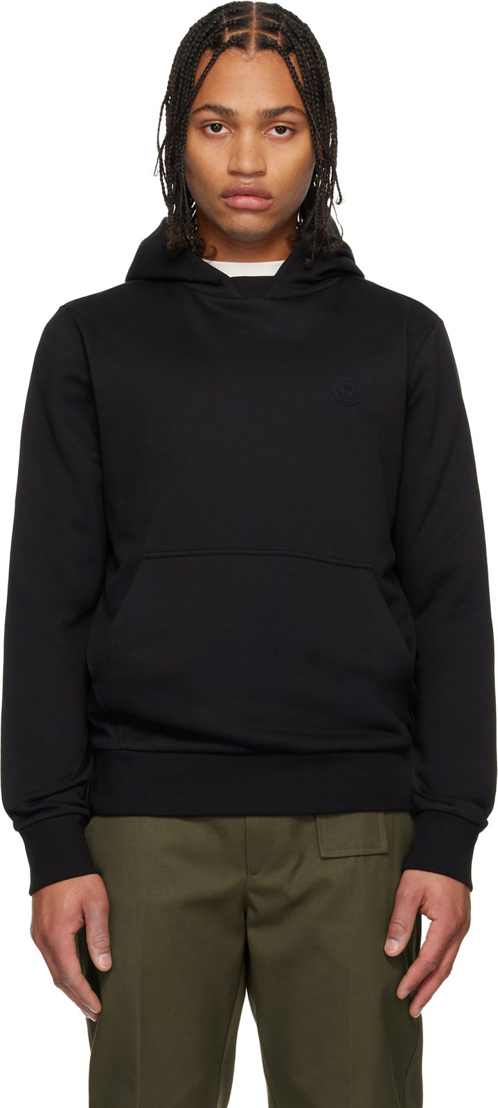 Black Tonal Back Logo Cotton Hoodie 252111M202051