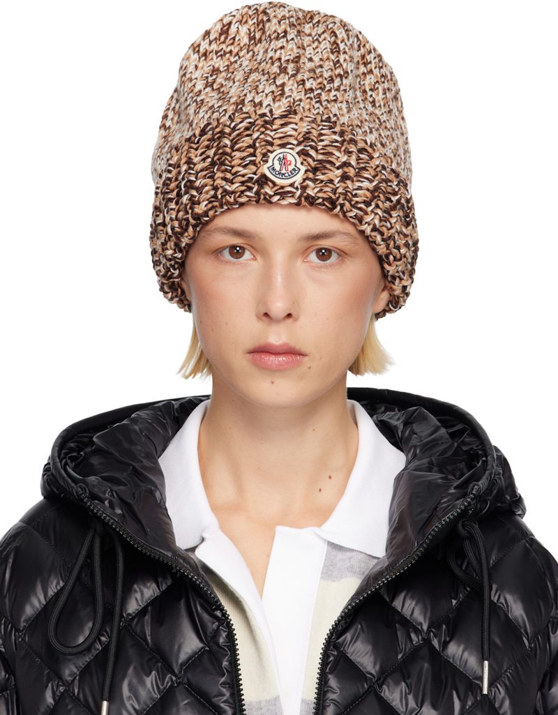 Brown Mouline Wool Blend Beanie 252111F016013