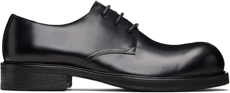Black Lace-Up Leather Derbys 252129M225001