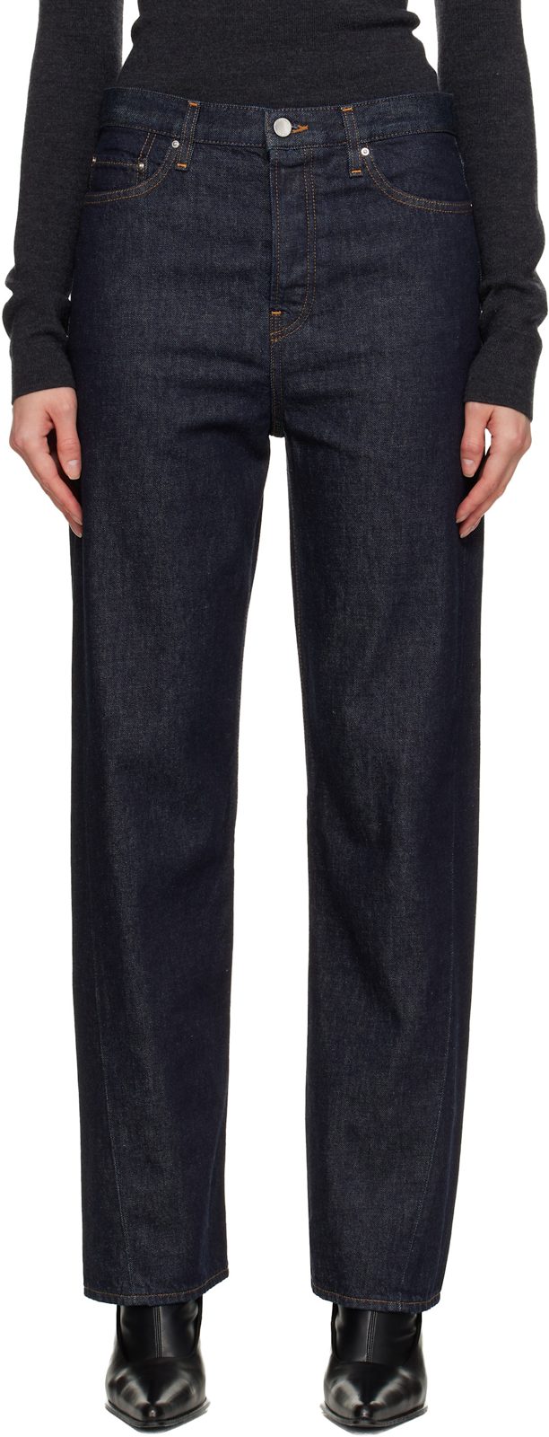TOTEME Navy Twisted Seam Full Length Jeans 252771F069015