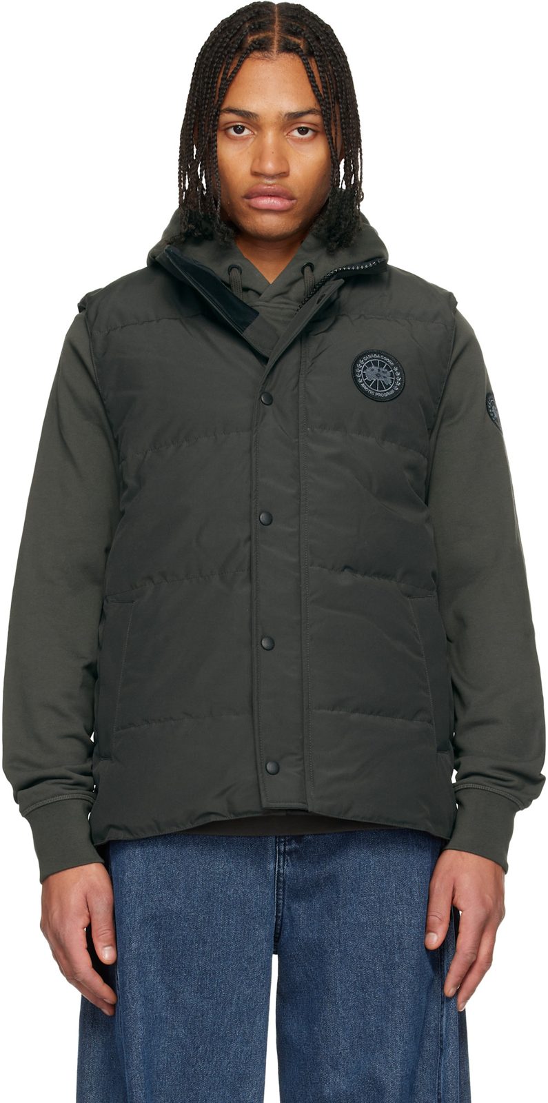 Gray Black Label Garson Down Vest 252014M178001