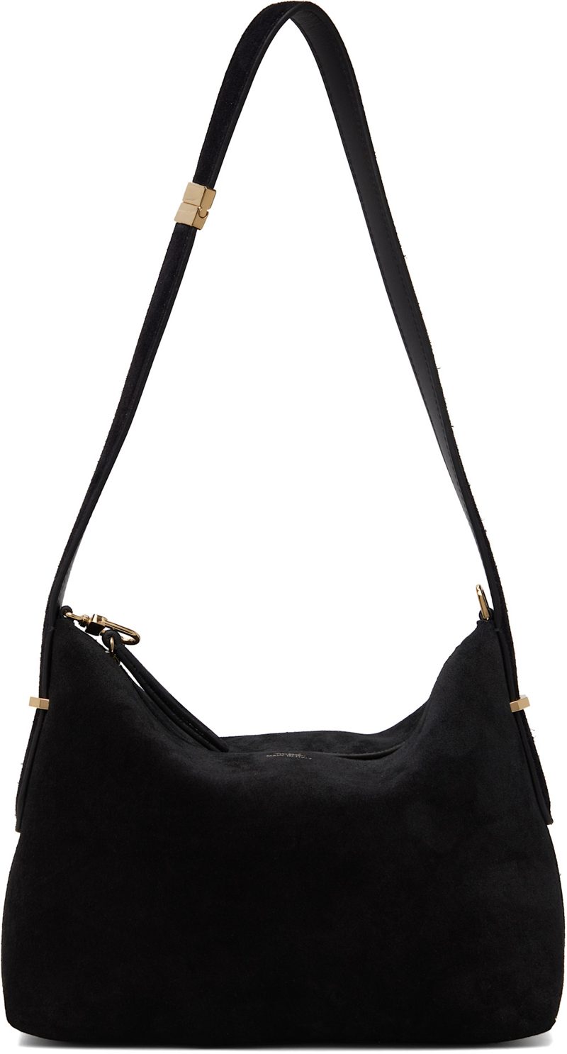 TOTEME Black Bevel Suede Wristlet Clutch 252771F044013