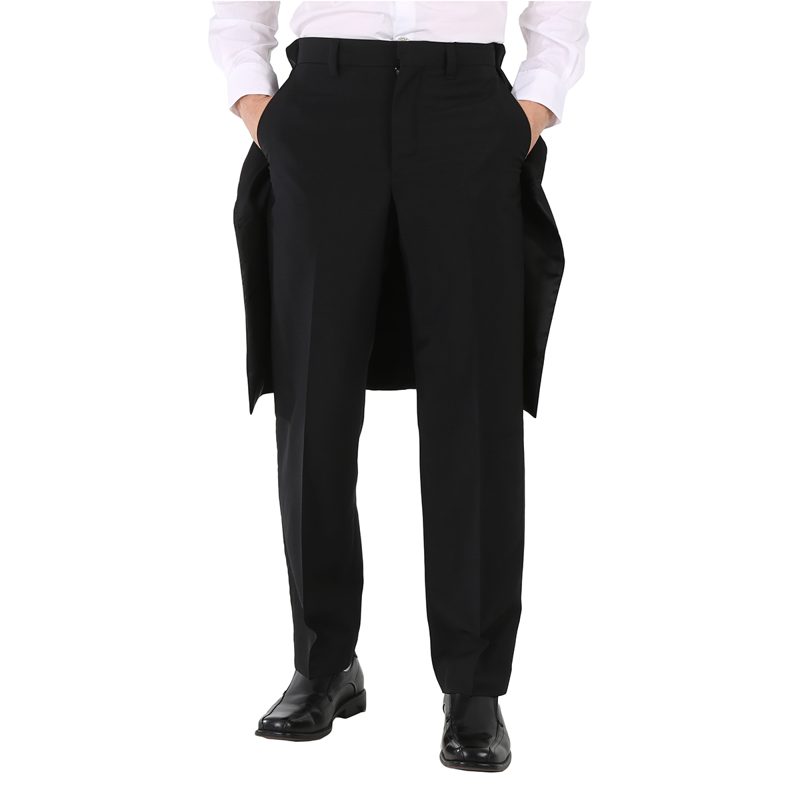 Mens Black Cape Detail Tailored Trousers