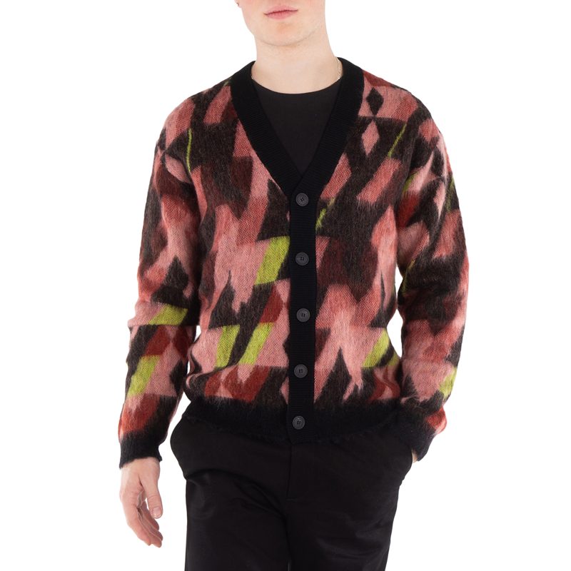 Maison Kitsune Graphic Motif Jacquard Mohair Cardigan