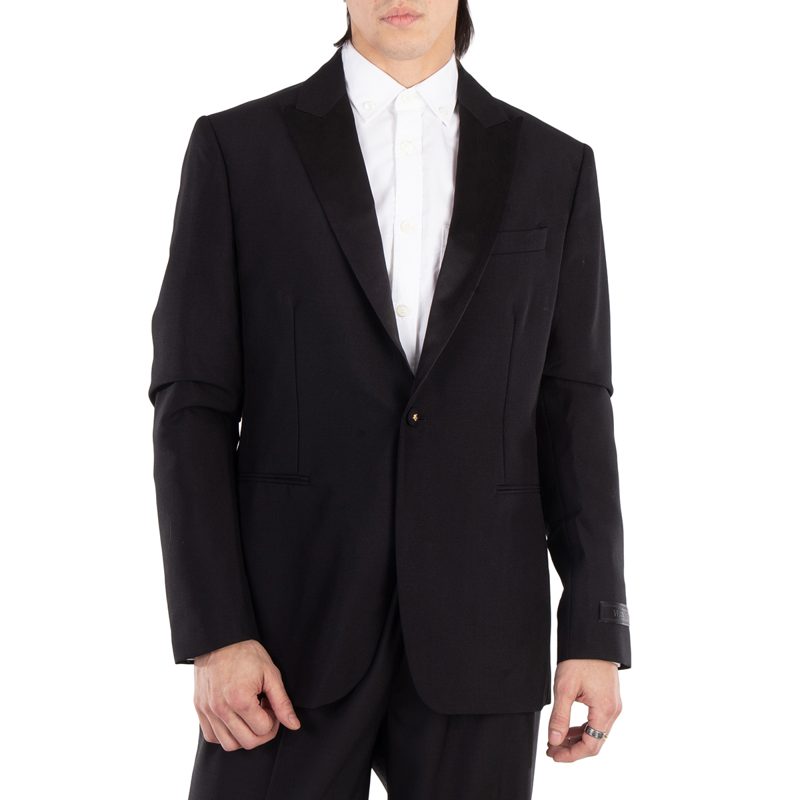 Satin-Trim Single-Breasted Blazer