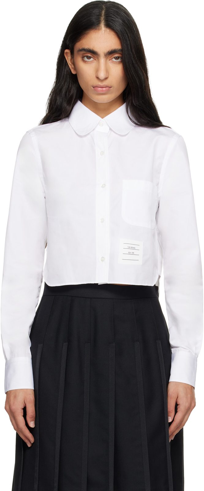 White Classic Poplin Cropped Shirt 261381F109007