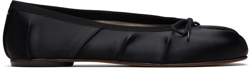 Black Tabi Satin Ballerina Flats 261168F118000