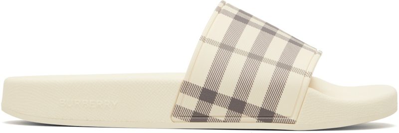Beige Check Slides 261376F124005