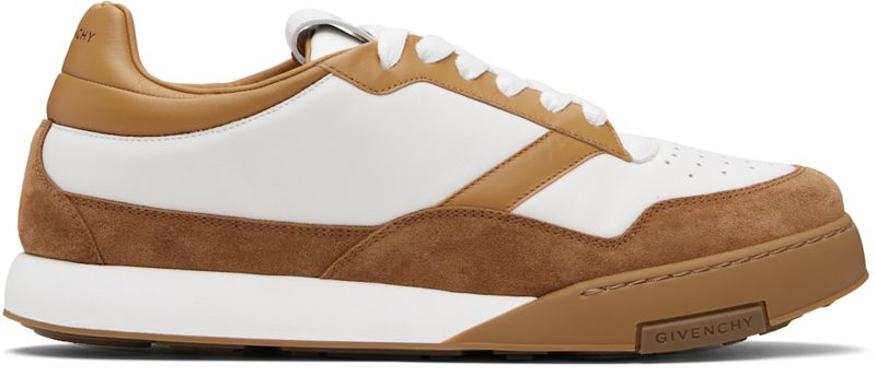 White & Tan Yard Sneakers 261278M237003