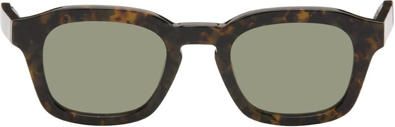 Brown Acetate Rectangular Sunglasses 261381M134009