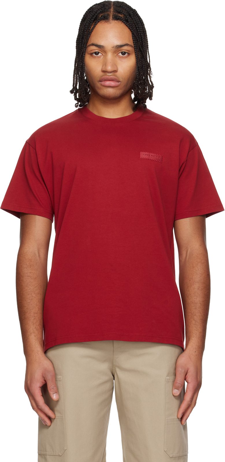 Red [지방시] Paris Gros Grain T-shirt 261278M213006