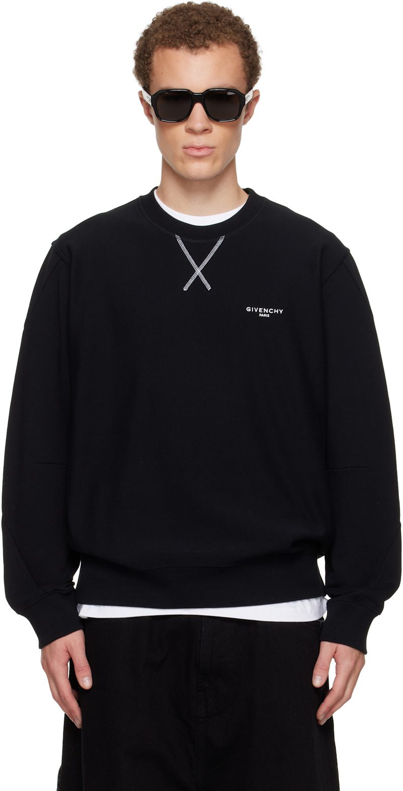 Black Couture Seam Sweatshirt 261278M204003