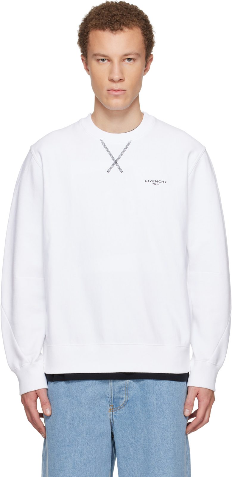 White Couture Seam Sweatshirt 261278M204002