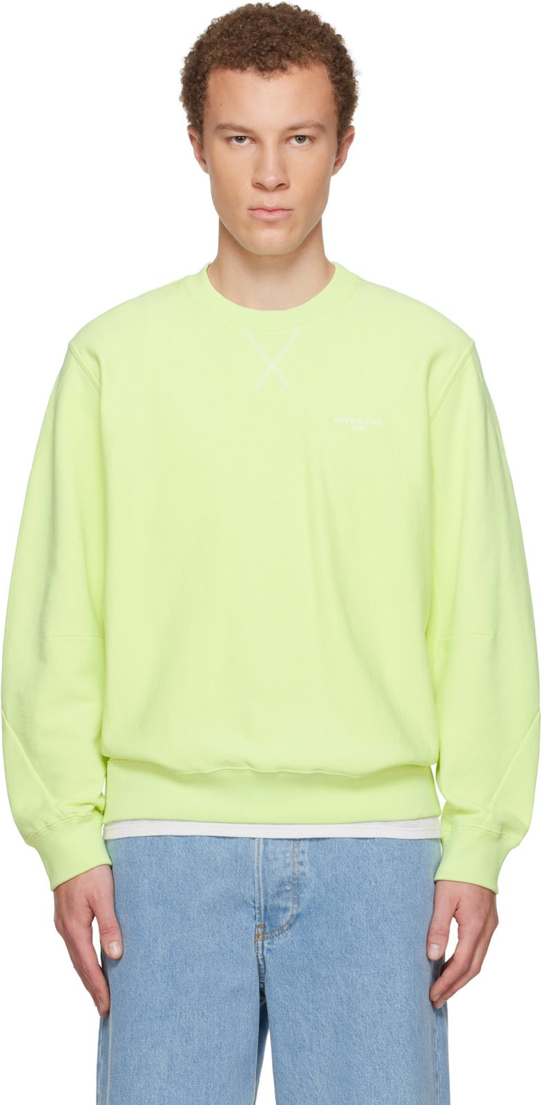 Green Couture Seam Sweatshirt 261278M204001