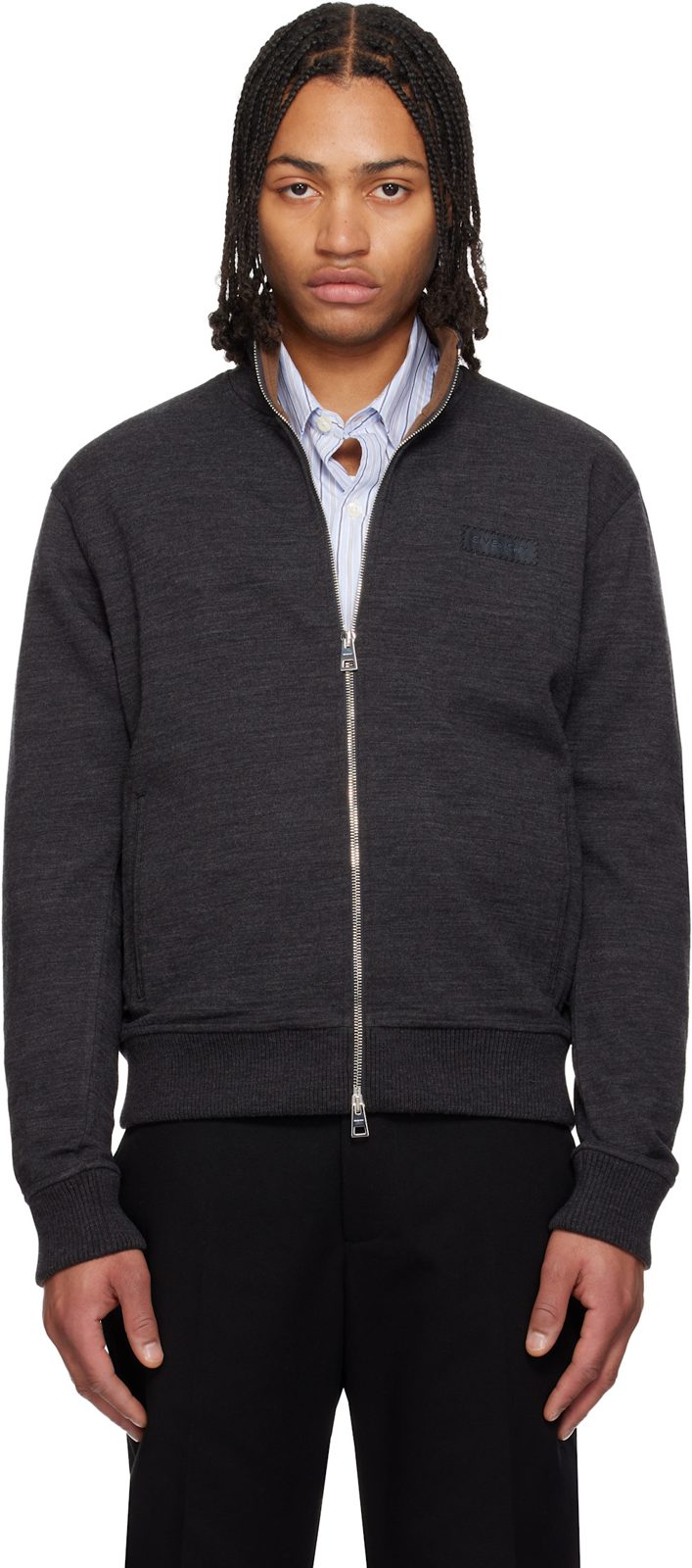 Gray [지방시] Paris Gros Grain Sweatshirt 261278M202001