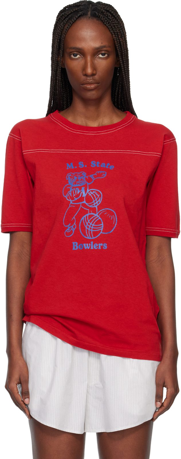 Red Cotton Varsity T-shirt 261168F110005