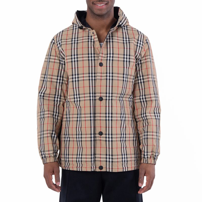 Checked Reversible Hooded Jacket