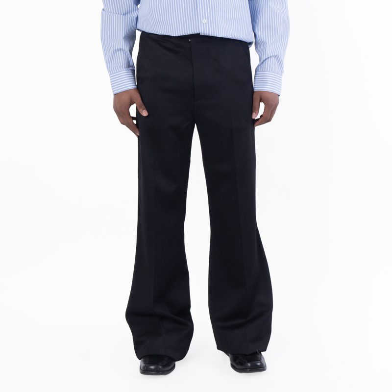 Creased Flare Wool Pants