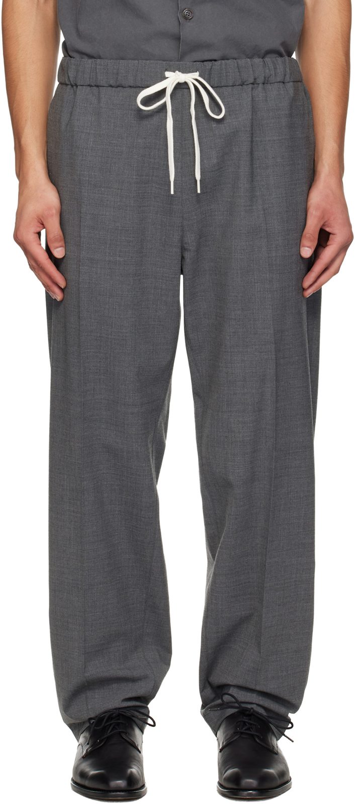 Gray Drawstring Trousers 261188M191021