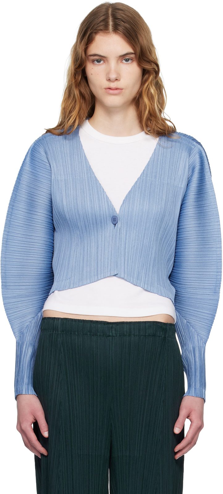 PLEATS PLEASE [이세이 미야케] Blue Monthly Colors December Cardigan 261941F095001