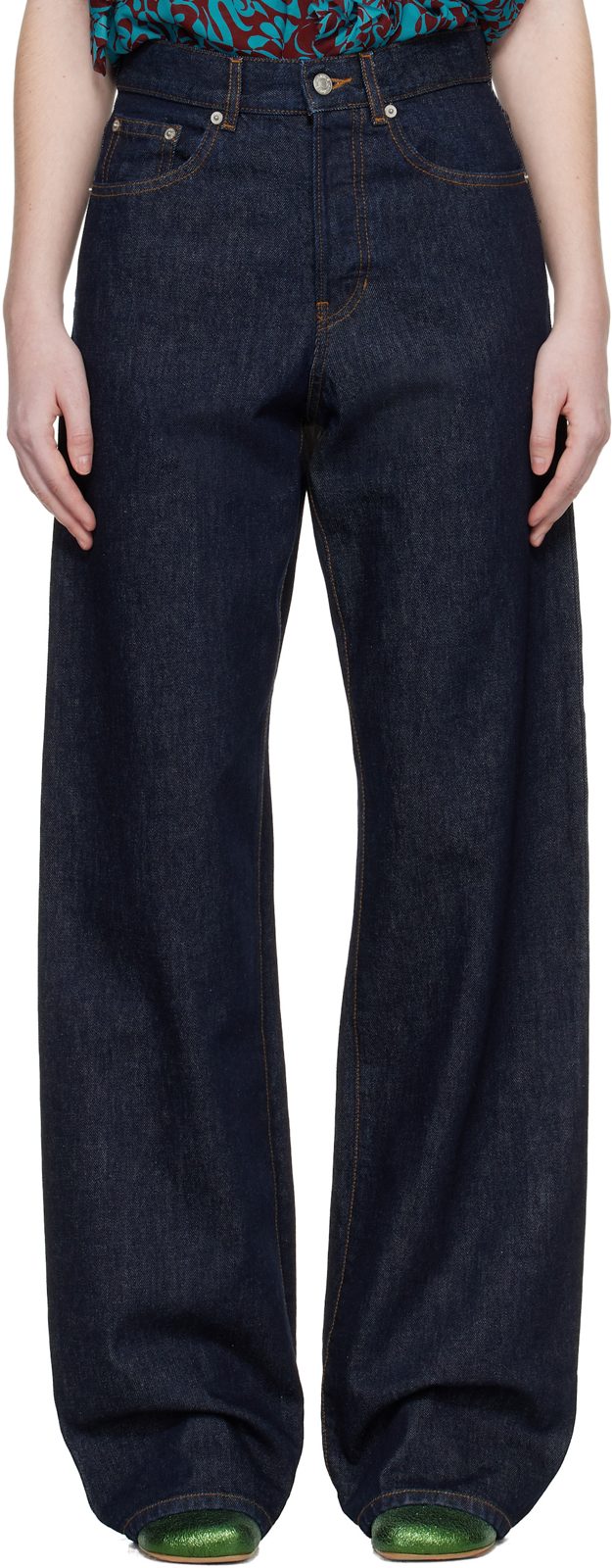 Navy Straight Leg Jeans 261358F069003