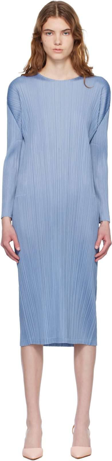 PLEATS PLEASE [이세이 미야케] Blue Monthly Colors December Midi Dress 261941F055003
