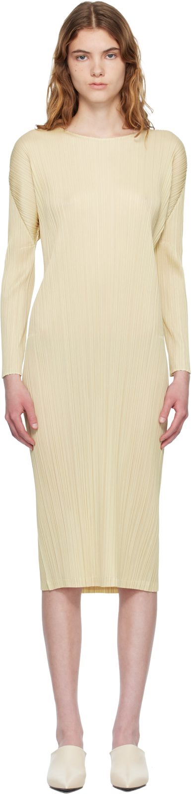 PLEATS PLEASE [이세이 미야케] Yellow Monthly Colors December Midi Dress 261941F055004