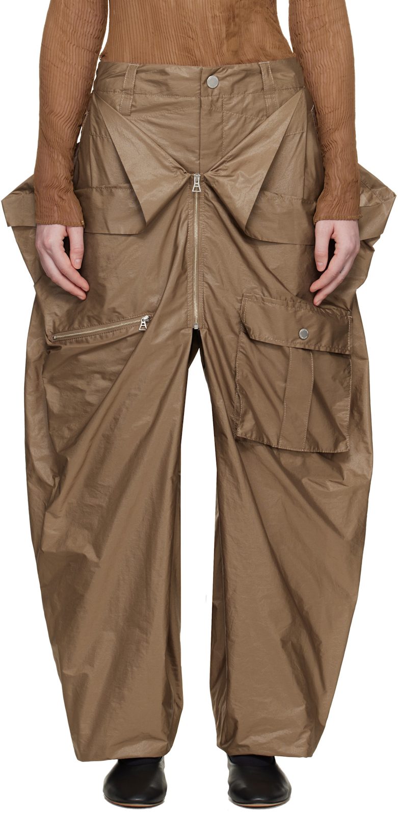 Beige Aerial Steel Cargo Pants 261809F087000