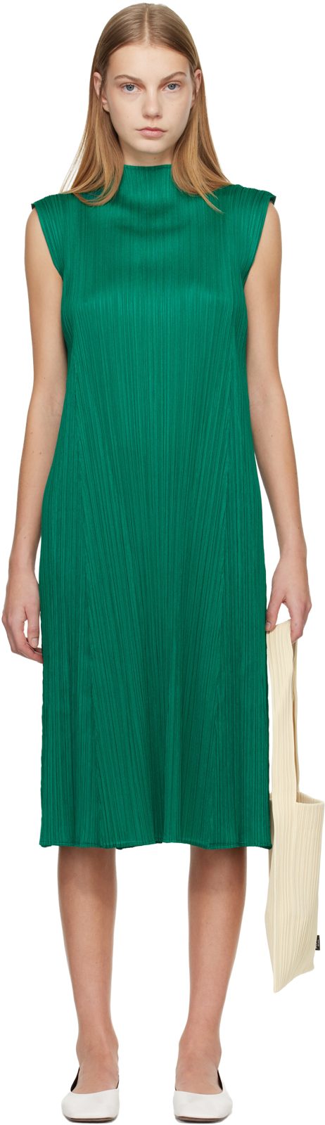 PLEATS PLEASE [이세이 미야케] Green Monthly Colors November Midi Dress 261941F054001