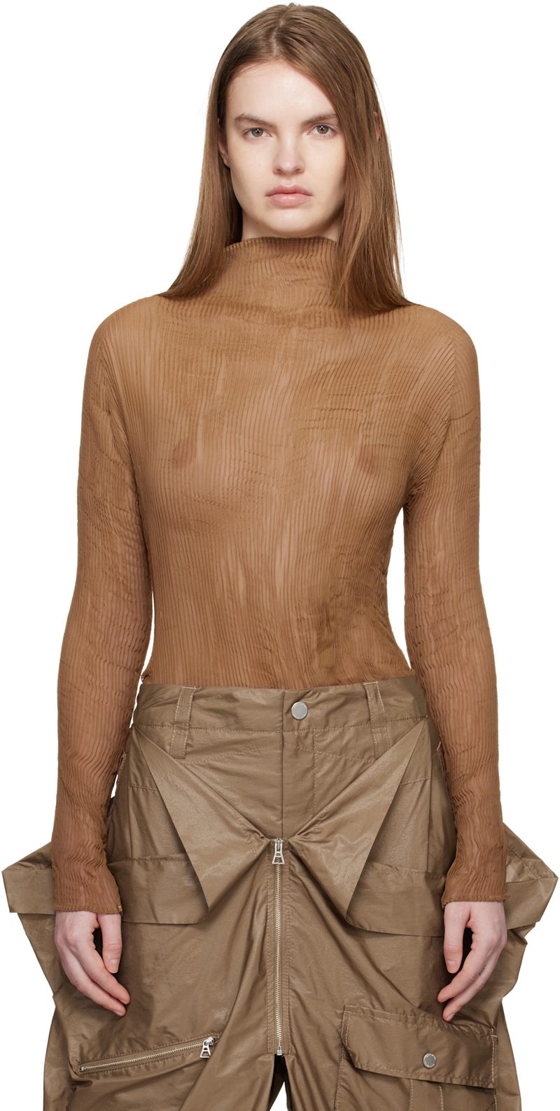 Beige Chiffon Twist 3 Top 261809F099000