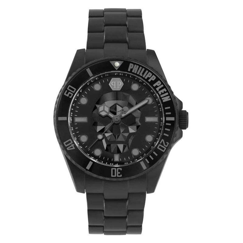 Philipp Plein The Skull Diver Quartz Black Dial Mens Watch PWOAA0922