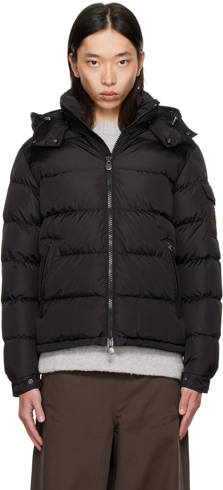 Black Maya Matte Short Down Jacket 252111M178041