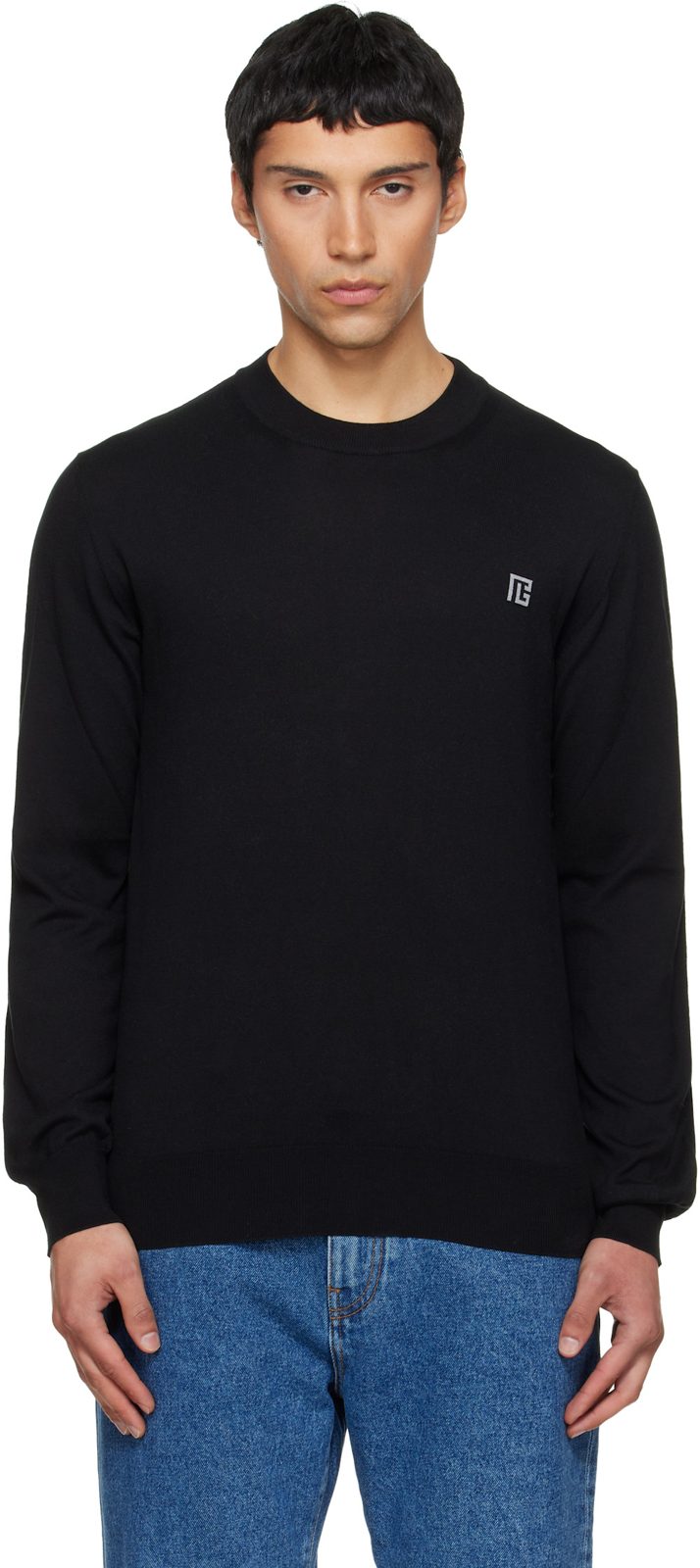 Black Fine Silk & Cotton Sweater 261251M201011
