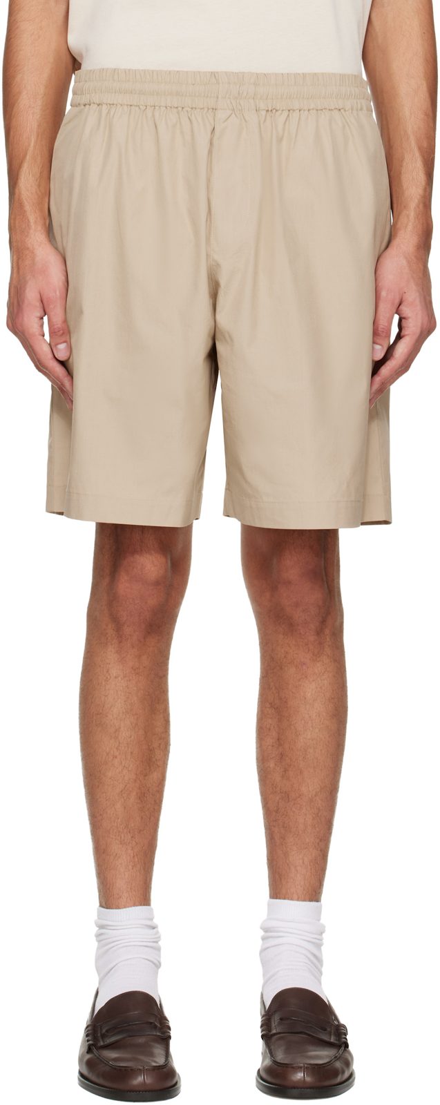 Beige Organic Cotton Shorts 261252M193001