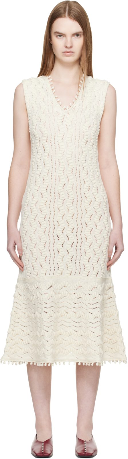 오프화이트 Pointelle Midi Dress 261249F055003