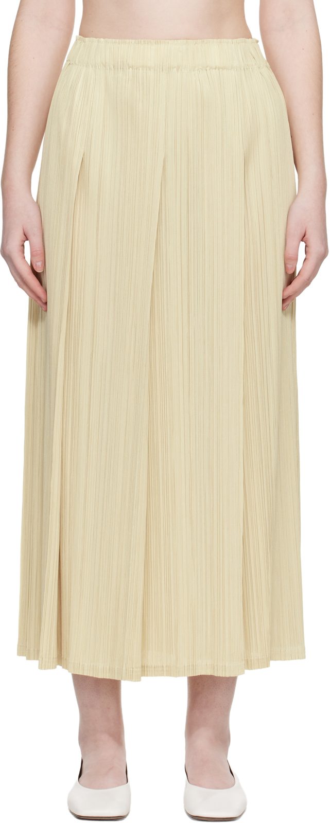 PLEATS PLEASE [이세이 미야케] Beige Monthly Colors December Maxi Skirt 261941F093006