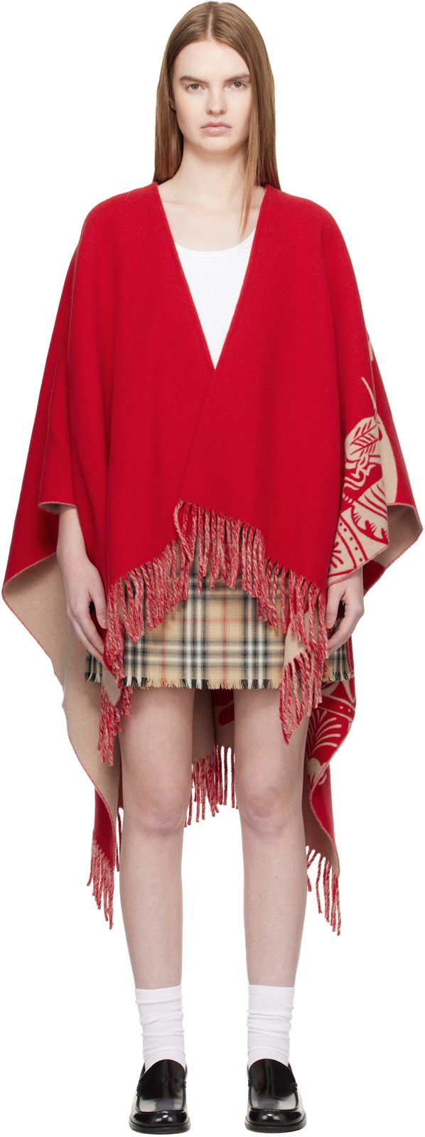 Red EKD Wool Cashmere Cape 261376F028033