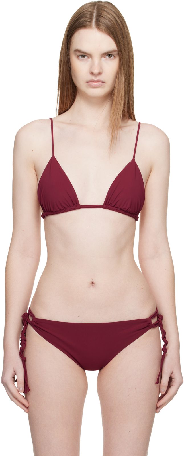 Red Jersey Tangle Bikini Top 261249F105001