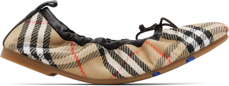 Tan Check Fawn Ballerina Flats 261376F118000