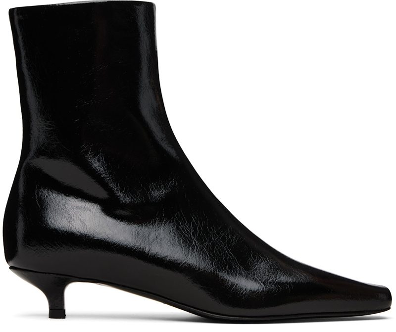 TOTEME Black Slim Naplack Ankle Boots 261771F113000
